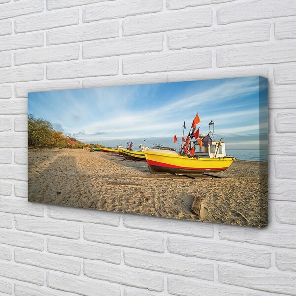 Stampa quadro su tela Barca sulla spiaggia di Darńsk Sea 100x50 cm
