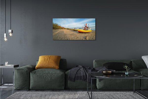 Stampa quadro su tela Barca sulla spiaggia di Darńsk Sea 100x50 cm
