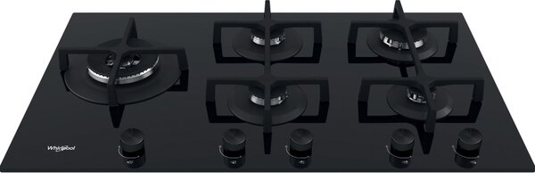 Whirlpool Piano Cottura 5 Fuochi a Gas Larghezza 90 cm Griglie in ghisa / Double zone con Piano in Vetro colore Nero - GOA 9523/NB1