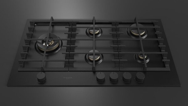 FULGOR Piano Cottura 5 Fuochi a Gas Larghezza 90 cm (1 Bruciatore Wok) in Acciaio colore Nero Opaco - FUH 905 G DWK MBK