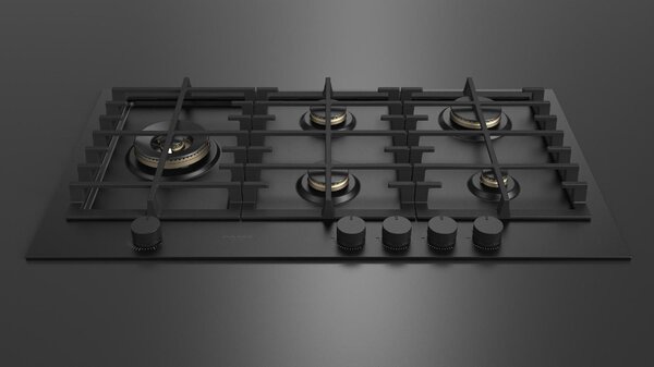 FULGOR Piano Cottura 5 Fuochi a Gas Larghezza 90 cm (1 Bruciatore Wok) in Acciaio colore Nero Opaco - FUH 905 G DWK MBK