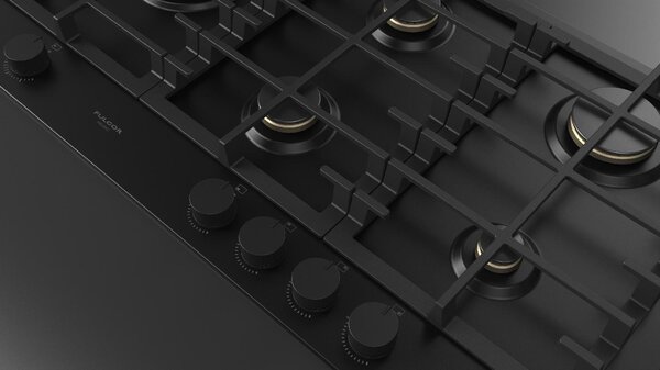FULGOR Piano Cottura 5 Fuochi a Gas Larghezza 90 cm (1 Bruciatore Wok) in Acciaio colore Nero Opaco - FUH 905 G DWK MBK