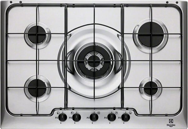 Electrolux Piano Cottura 5 Fuochi da Incasso a Gas (1 Bruciatore Tripla Corona) Larghezza 75 cm colore Inox - PX750UV