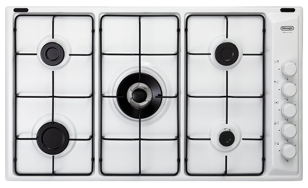 De Longhi Piano Cottura 5 Fuochi a Gas Larghezza 86 cm Smaltato colore Bianco - FLB 59 DD