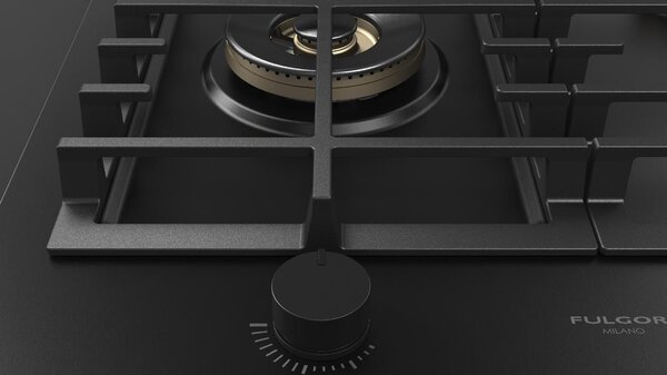 FULGOR Piano Cottura 5 Fuochi a Gas Larghezza 90 cm (1 Bruciatore Wok) in Acciaio colore Nero Opaco - FUH 905 G DWK MBK