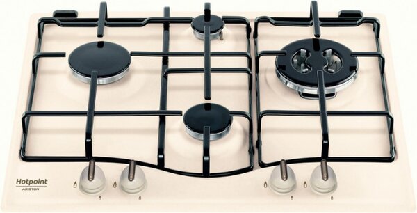 Hotpoint Ariston Piano Cottura a Gas 4 Fuochi 59 cm (1 Bruciatore Wok) Smaltato colore Beige - 7HPCN 640T (OW) R/HA