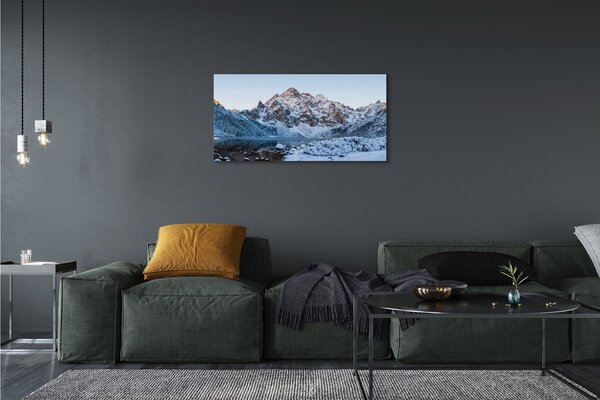Quadro su tela Montagne Lago di neve invernale 100x50 cm