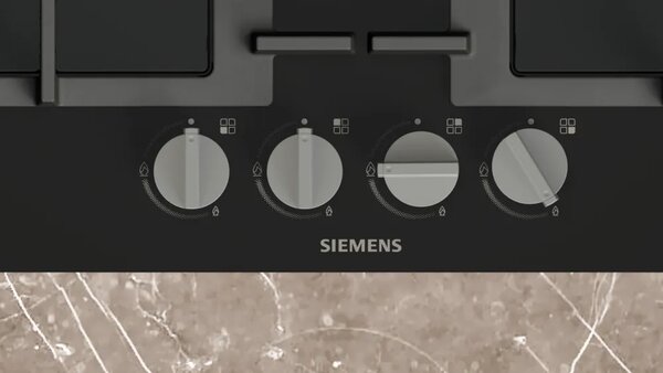 Siemens Piano Cottura a Gas 4 Fuochi (1 Bruciatore Wok) Larghezza 60 cm in Vetro colore Nero - EN6B6HK40 iQ300