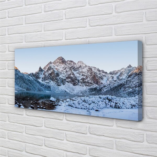 Quadro su tela Montagne Lago di neve invernale 100x50 cm