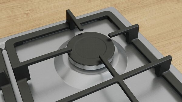 Bosch Piano Cottura a Gas 4 Fuochi 60 cm con Griglia in Ghisa colore Inox - PGP6B5K90