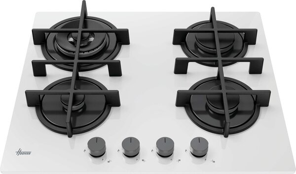 Hoover Piano Cottura a Gas 4 Fuochi 60 cm in Vetro Temperato colore Bianco H-HOB 300 - HVG6BR4C3W