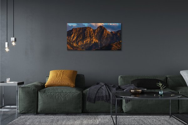 Quadro su tela Montagne Sunset 100x50 cm