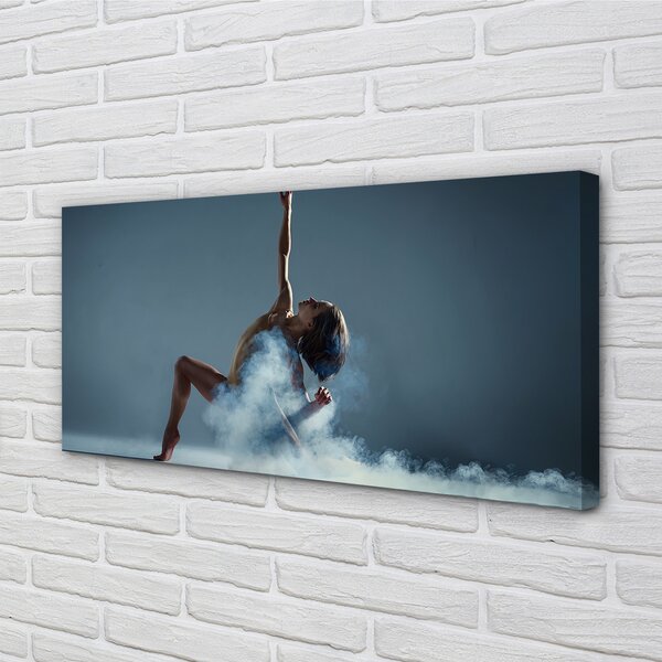 Quadro su tela Donna balla fumo 100x50 cm