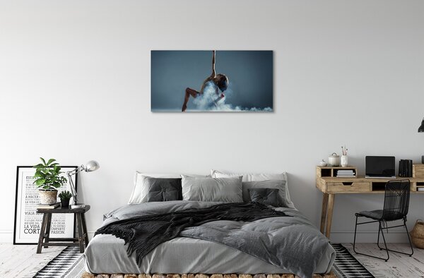 Quadro su tela Donna balla fumo 100x50 cm