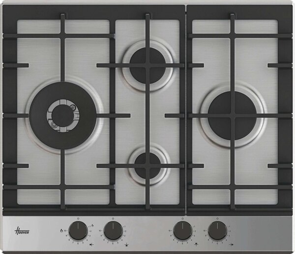 Hoover Piano Cottura a Gas 4 Fuochi 60 cm in Acciaio colore Inox H-HOB 500 - HHG6D5WC5X