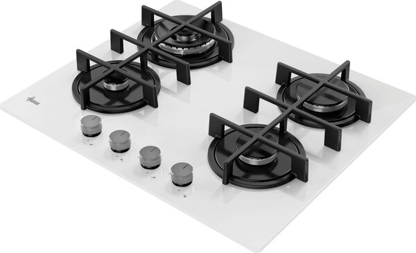 Hoover Piano Cottura a Gas 4 Fuochi 60 cm in Vetro Temperato colore Bianco H-HOB 300 - HVG6BR4C3W