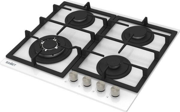 Samet Piano Cottura a Gas 4 Fuochi 60 cm Materiale Vetro colore Bianco - Dafne60BI