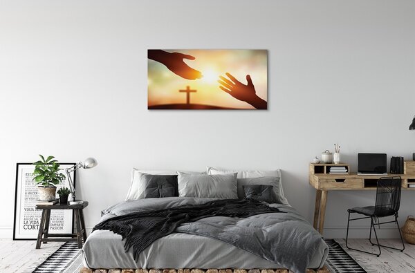 Quadro su tela Mani croce 100x50 cm