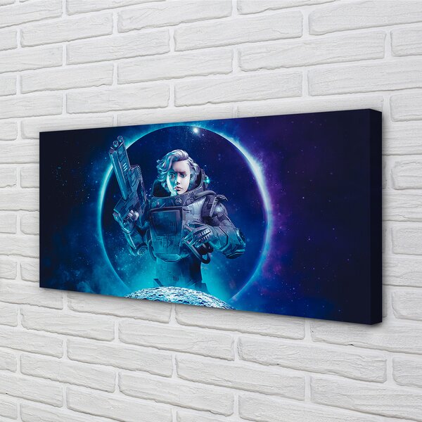 Stampa quadro su tela Space Woman Moon 100x50 cm