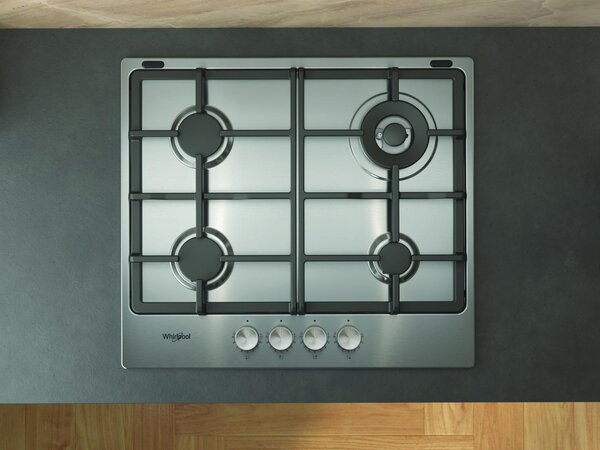 Whirlpool Piano Cottura a Gas 4 Fuochi a Gas 58 Cm in Acciaio Inox - TGML661IX