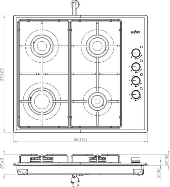 Samet Piano Cottura a Gas 4 Fuochi 60 cm Materiale Acciaio Inox colore Inox - Ariane202460IX