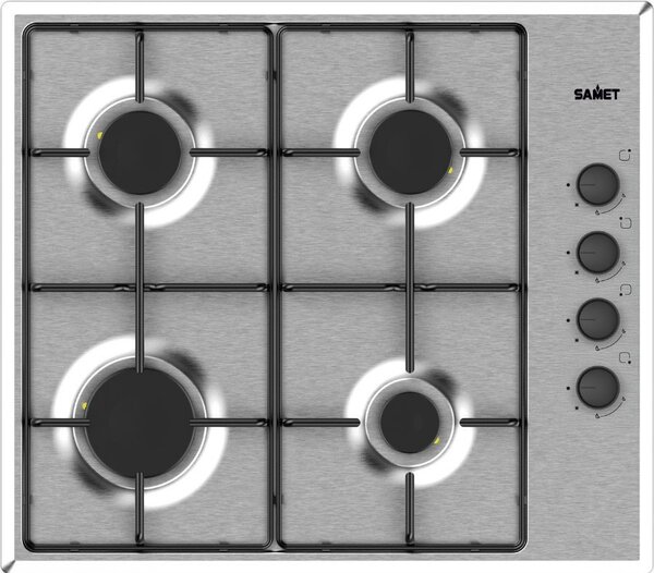 Samet Piano Cottura a Gas 4 Fuochi 60 cm Materiale Acciaio Inox colore Inox - Ariane202460IX