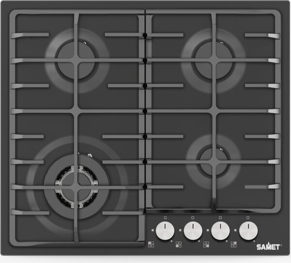 Samet Piano Cottura a Gas 4 Fuochi 60 cm Materiale Vetro colore Nero - NewVesuvio60NE