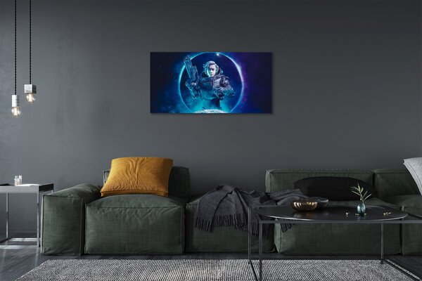 Stampa quadro su tela Space Woman Moon 100x50 cm