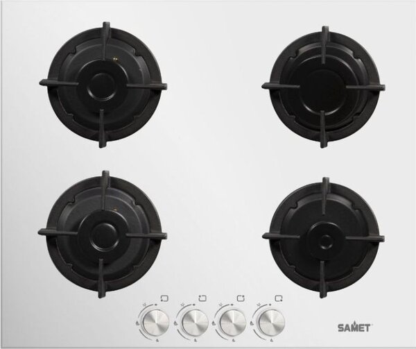 Samet Piano Cottura a Gas 4 Fuochi 60 cm Materiale Vetro colore Bianco - Venere60BI