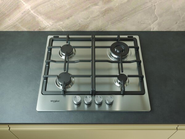 Whirlpool Piano Cottura a Gas 4 Fuochi a Gas 58 Cm in Acciaio Inox - TGML661IX