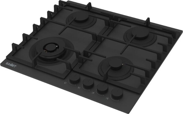 Samet Piano Cottura a Gas 4 Fuochi 60 cm Materiale Vetro Temperato Satinato colore Nero Opaco - Zacinto60NE