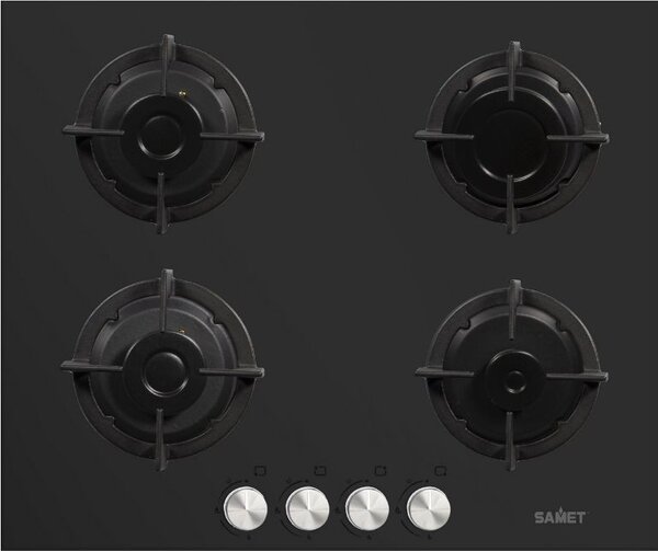 Samet Piano Cottura a Gas 4 Fuochi 60 cm Materiale Vetro colore Nero - Venere60NE