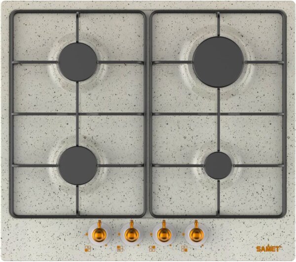 Samet Piano Cottura a Gas 4 Fuochi 60 cm Materiale Acciaio Inox colore Avena - Diomede60AV