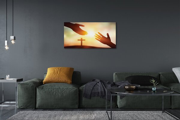 Quadro su tela Mani croce 100x50 cm