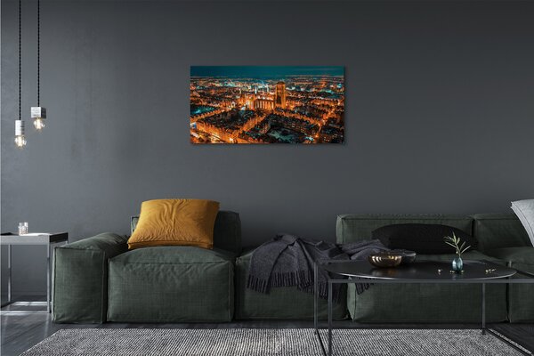 Quadro su tela Chiesa notturna panorama di Darńsk 100x50 cm