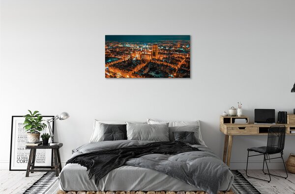 Quadro su tela Chiesa notturna panorama di Darńsk 100x50 cm