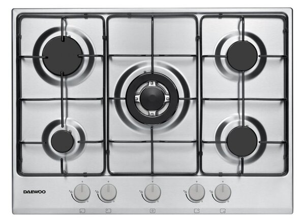 Daewoo Piano Cottura a Gas 5 Fuochi 70 cm in Acciaio Inox colore Inox - H7G51L2IT