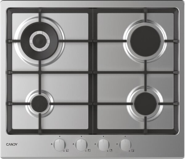 Candy Piano Cottura a Gas 4 Fuochi Piano in Acciaio Larghezza 60 cm colore Inox - CHG6BR4WTX