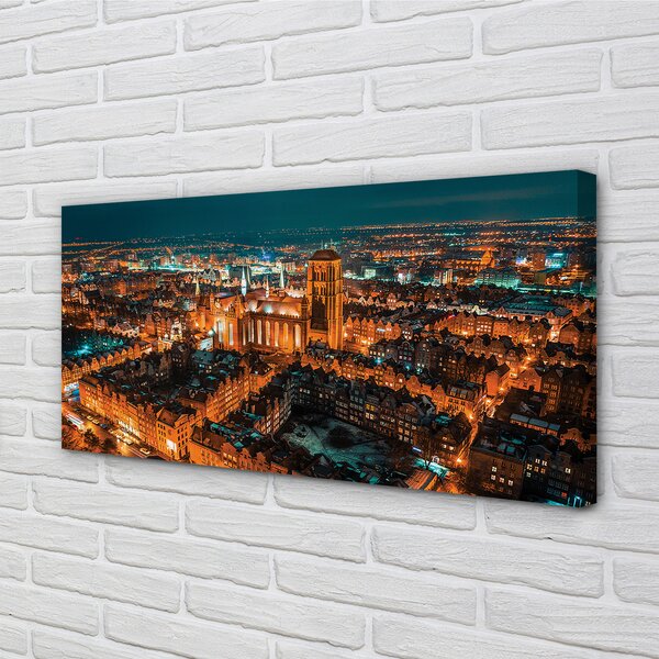 Quadro su tela Chiesa notturna panorama di Darńsk 100x50 cm