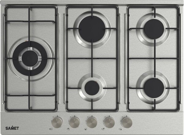 Samet Piano Cottura a Gas 5 Fuochi 70 cm Materiale Acciaio Inox colore Inox - Ercole270IX