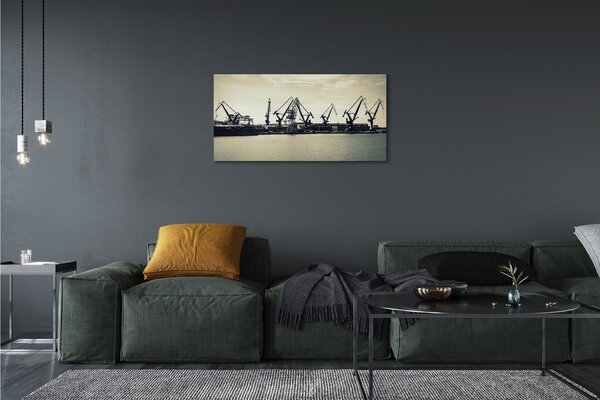 Quadro su tela Fiume Crane del cantiere navale di pulita 100x50 cm