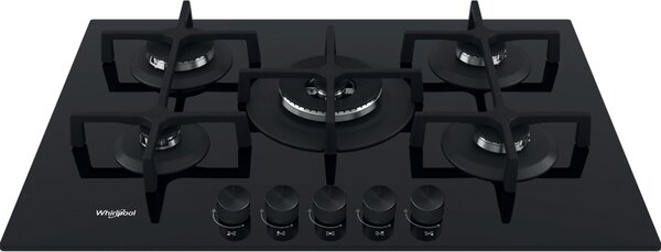 Whirlpool Piano Cottura a Gas 5 Fuochi 73 cm in Vetro colore Nero - GOA 7523/NB1