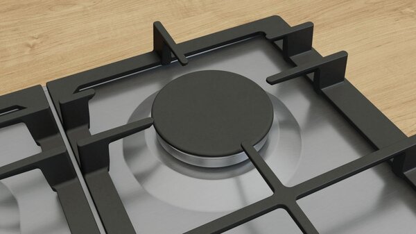 Bosch Piano Cottura a Gas 5 Fuochi 75 cm con Griglia in Ghisa Flameselect colore Inox - PCS7A5I90