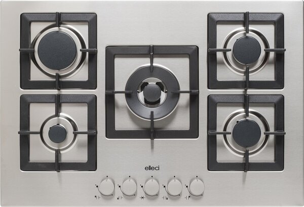 ELLECI Piano Cottura a Gas 5 Fuochi 75 cm colore Inox - PIAP751INCS
