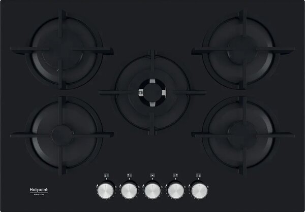 Hotpoint Ariston Piano Cottura a Gas 5 Fuochi 73 cm Vetro colore Nero - HAGS 72S BK