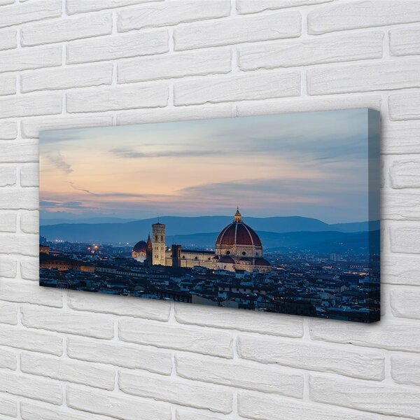Quadro su tela Night panorama del dipartimento italiano 100x50 cm