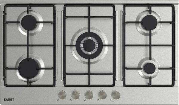 Samet Piano Cottura a Gas 5 Fuochi 90 cm Materiale Acciaio Inox colore Inox - Apollo290IX