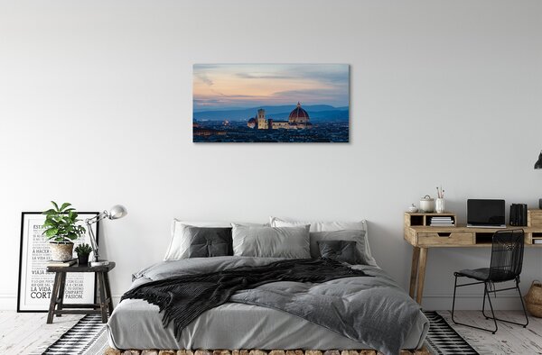 Quadro su tela Night panorama del dipartimento italiano 100x50 cm