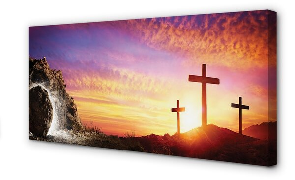 Quadro su tela Attraversa la grotta del tramonto 100x50 cm