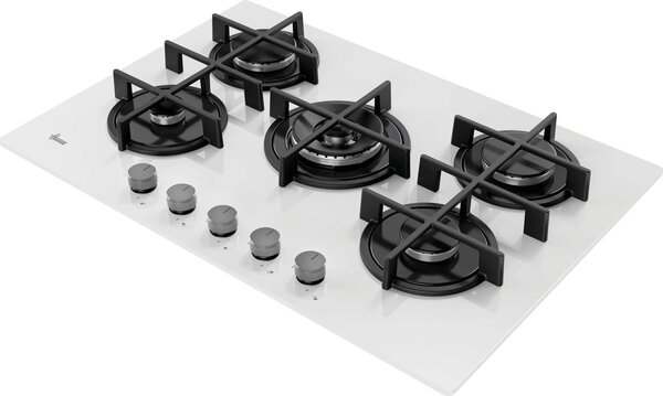 Hoover Piano Cottura a Gas 5 Fuochi 75 cm in Vetro Temperato colore Bianco H-HOB 300 - HVG74C3W
